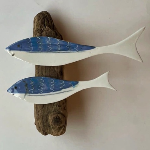 2 fish on driftwood (for wall hanging) £24 2 fish on driftwood (for wall hanging) £24